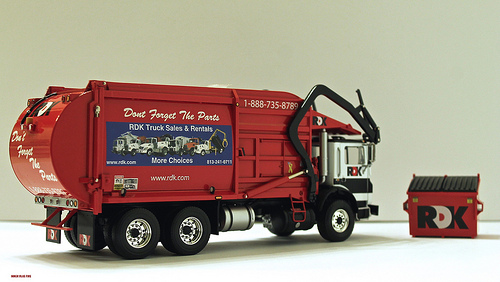 red garbage truck toy